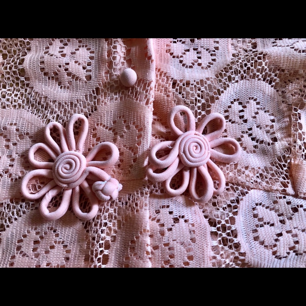 60s Vintage Peach Floral Duster Jacket - Picture 6 of 10